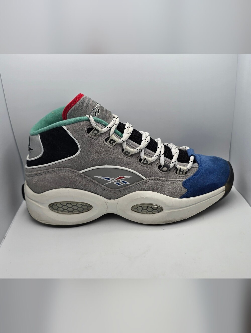Reebok Classics Question Mid Shoes Men's Sneaker Grey/Blue Multi Sz GZ7283